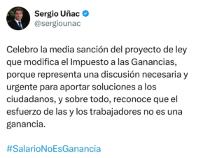 Comentario del gobernador en la red social X